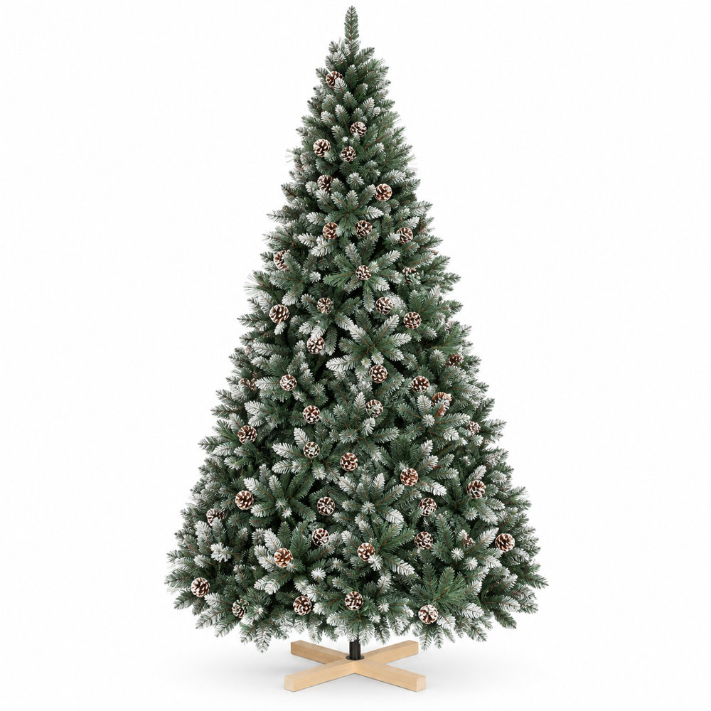 CHAMONIX Enneigé — Sapin de Noël artificiel 150 cm avec pommes de pin