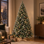 CHAMONIX Enneigé — Sapin de Noël artificiel 150 cm avec pommes de pin