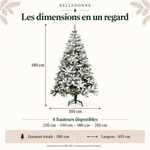 BELLEDONNE Enneigé — Sapin de Noël artificiel ignifuge 120 à 210 cm, 750 branches