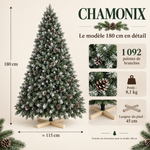 CHAMONIX Enneigé — Sapin de Noël artificiel 150 cm avec pommes de pin