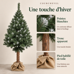 COURCHEVEL Diamant — Sapin de Noël artificiel 180 cm sur tronc, aspect pin enneigé